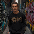 Men’s Graffiti Fleece Sweatshirt – Gold Scriptkonz | Hip - Hop Streetwear Sweatshirt - Stykonz Graffiti Streetwear